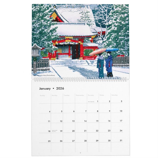 Kawase Hasui Scenery Calendar (Jan 2026)