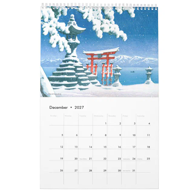 Kawase Hasui Scenery Calendar (Dec 2027)