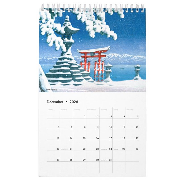 Kawase Hasui Scenery Calendar (Dec 2026)