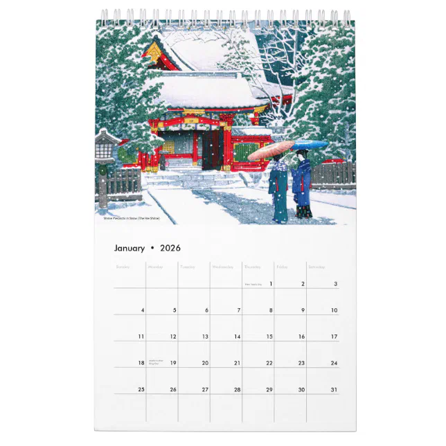 Kawase Hasui Scenery Calendar (Jan 2026)