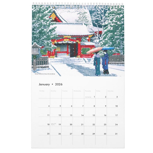 Kawase Hasui Scenery Calendar (Jan 2026)