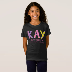  Kay name meaning pink purple yellow flower stars T-Shirt