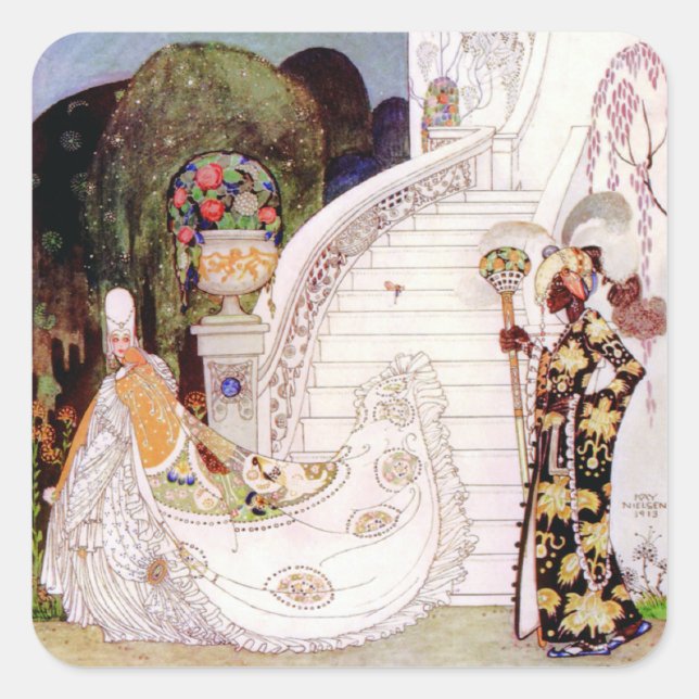 Kay Nielsen's Cinderella Fairy Tale Square Sticker (Front)