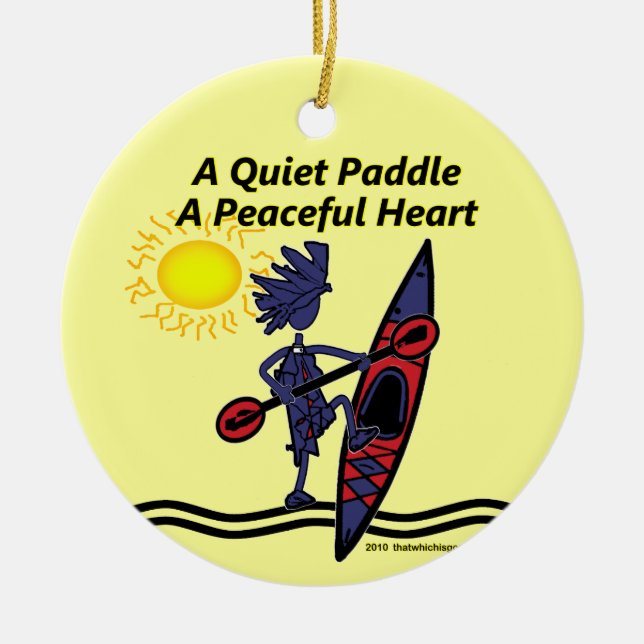 Kayak A Quiet Paddle Waves Ceramic Ornament (Front)