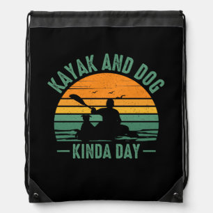 Kayak and Dog Kinda Day Drawstring Bag