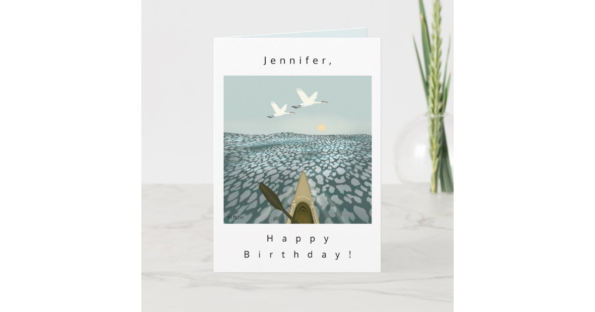 Kayak and Sandhill cranes over water Invitation | Zazzle