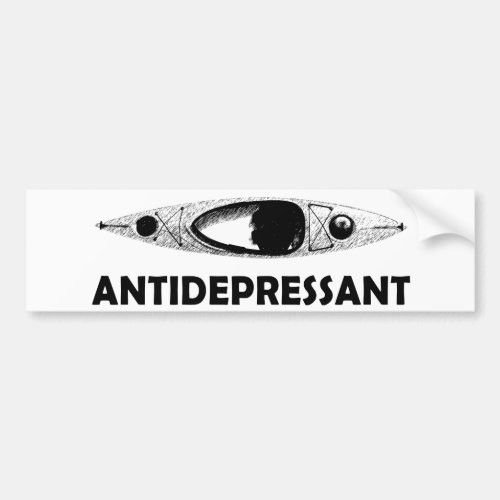 Kayak Antidepressant Bumper Sticker