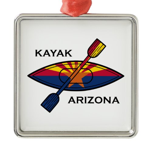 Kayak Arizona Flag Metal Ornament