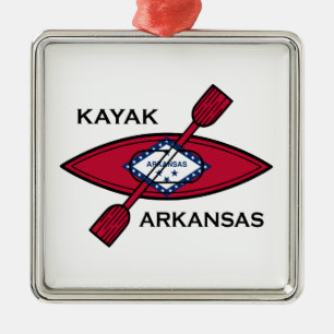 Kayak Arkansas Flag Metal Ornament