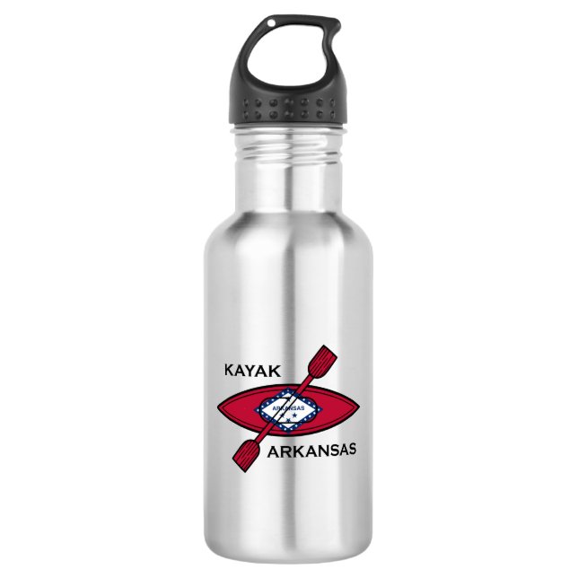 Kayak Arkansas Flag Stainless Steel Water Bottle (Front)