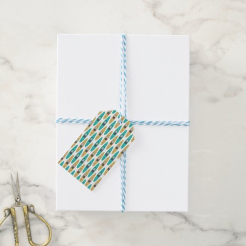 Kayak Boat Patterned Gift Tags