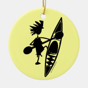 Kayak Canoe Joyful Silhouette Ceramic Ornament