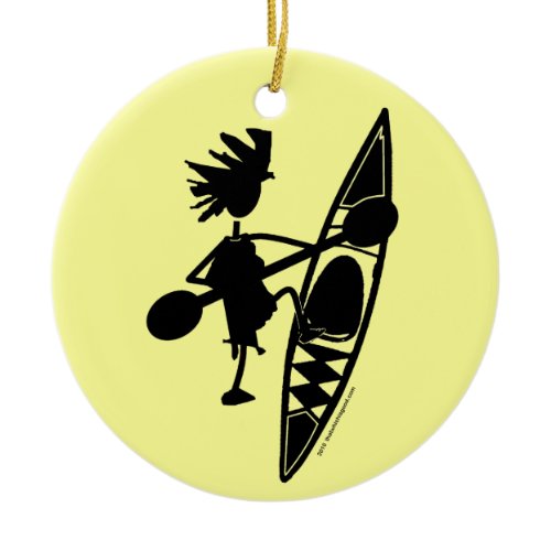 Kayak Canoe Joyful Silhouette Ceramic Ornament