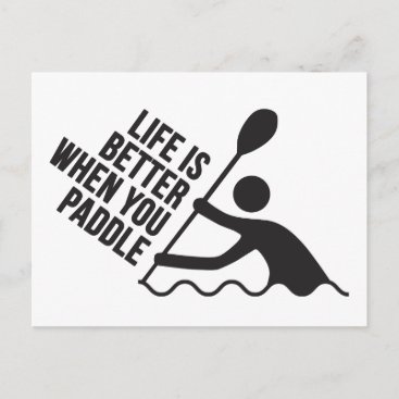 Kayak canoe paddle design postcard