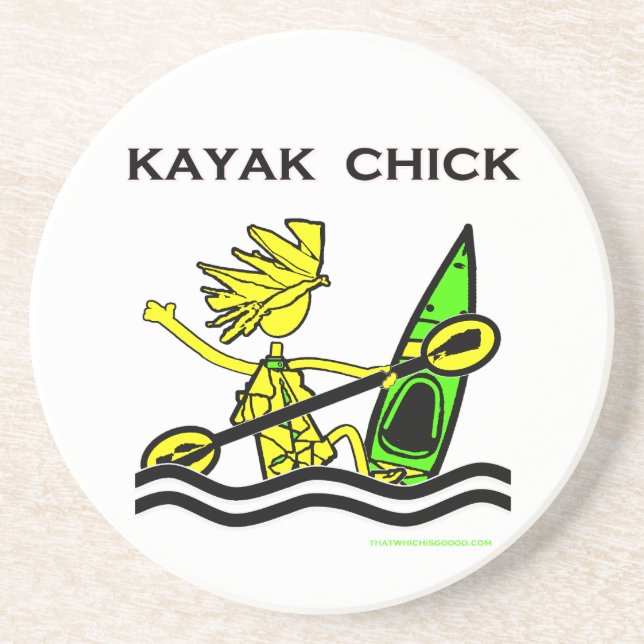 Kayak Chick Designs & Things Sandstone Coaster (Front)