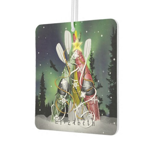 Kayak Christmas Tree Aurora Borealis custom name Air Freshener