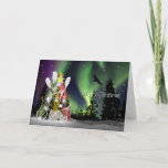 Kayak Christmas Tree Aurora Borealis Holiday Card