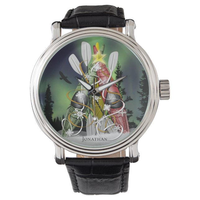 Kayak Christmas Tree Aurora Borealis kayaking Watch (Front)