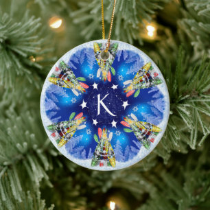 Kayak Christmas Tree Ceramic Ornament