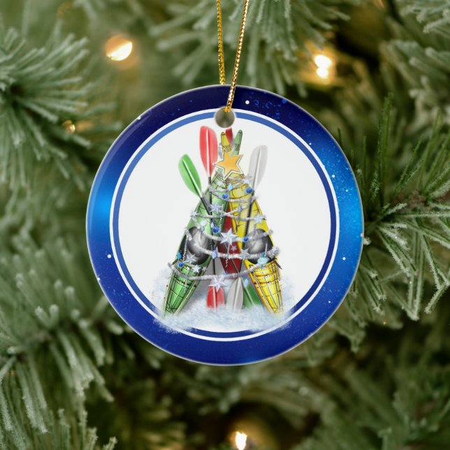 Kayak Christmas Tree Ceramic Ornament (Tree)
