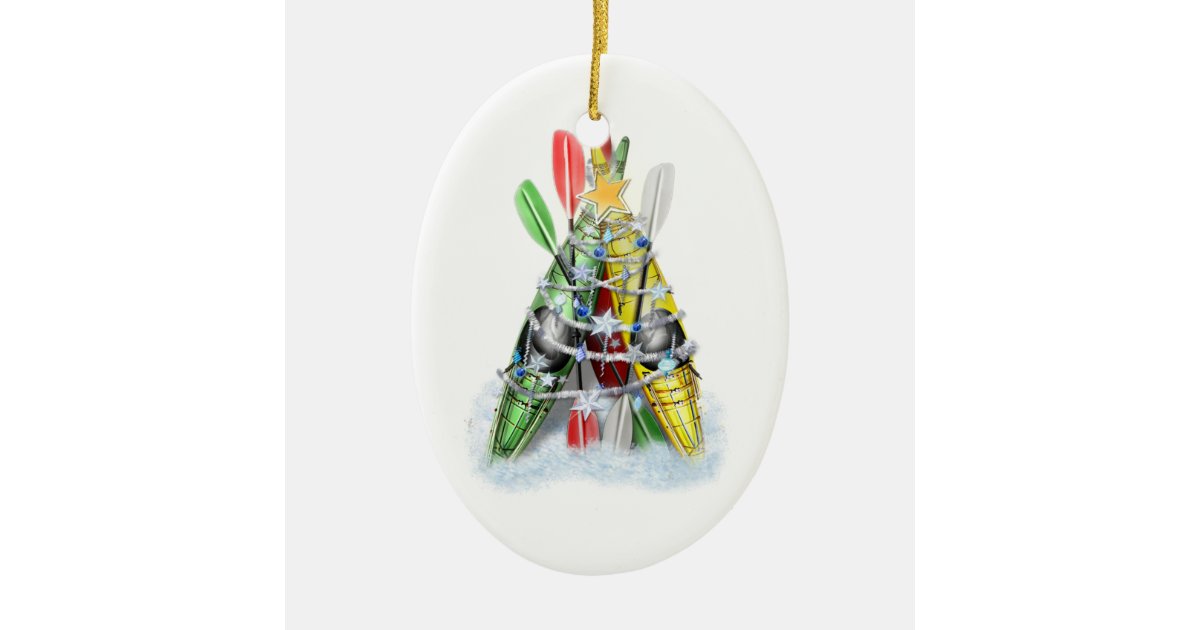 Kayak Christmas Tree Ceramic Ornament Zazzle