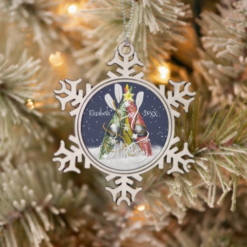 Kayak Christmas Tree kayaking gifts personalized Snowflake Pewter Christmas Ornament