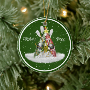 Kayak Christmas Tree kayaks paddles personalized Ceramic Ornament