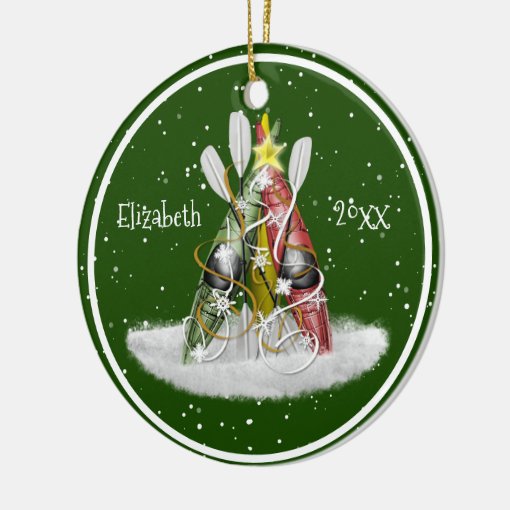 Kayak Christmas Tree kayaks paddles personalized Ceramic Ornament Zazzle