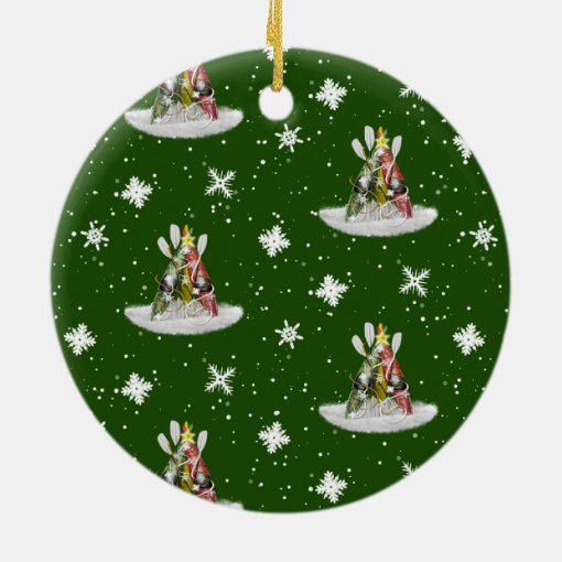 Kayak Christmas Tree kayaks paddles personalized Ceramic Ornament Zazzle