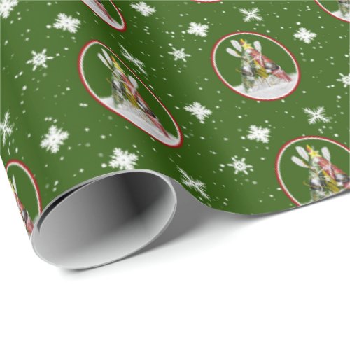 Kayak Christmas Tree pattern festive kayaks green Wrapping Paper