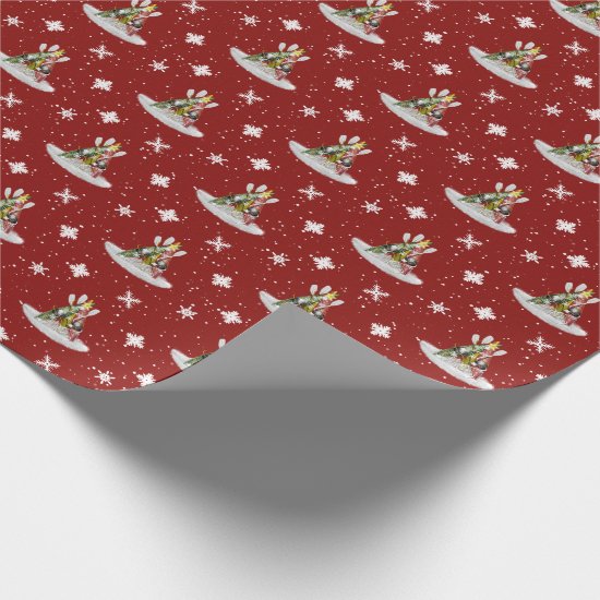 Kayak Christmas Tree pattern on red or ANY color Wrapping Paper
