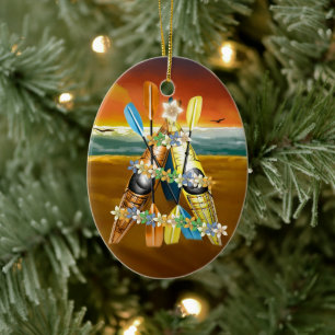 Kayak Christmas Tree - Tropical Ceramic Ornament