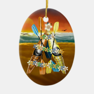 Kayak Christmas Tree - Tropical Ceramic Ornament