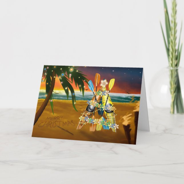 Kayak Christmas Tree - Tropical Holiday Card (Front)