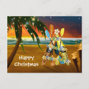 Kayak Christmas Tree - Tropical Holiday Postcard