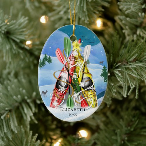 Kayak Christmas Tree Wonders of Nature Ceramic Ornament