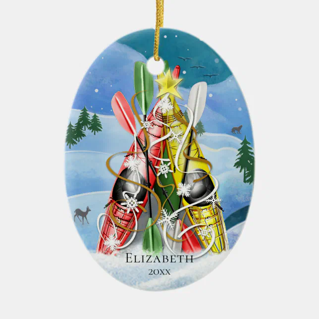 Kayak Christmas Tree Wonders of Nature Ceramic Ornament Zazzle