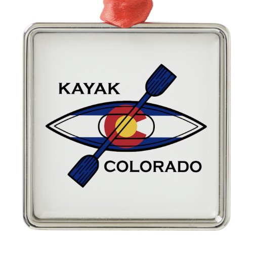 Kayak Colorado Flag Metal Ornament