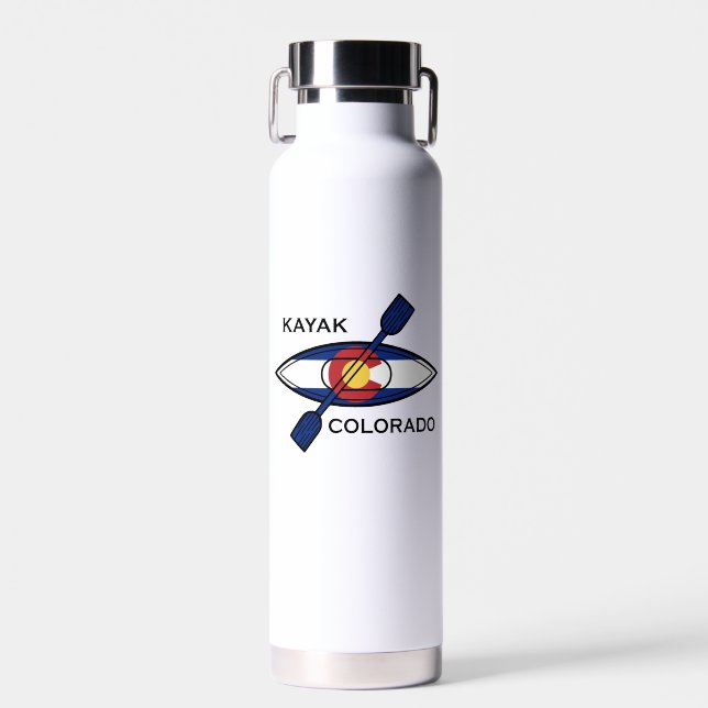 Kayak Colorado Flag Water Bottle (Front)