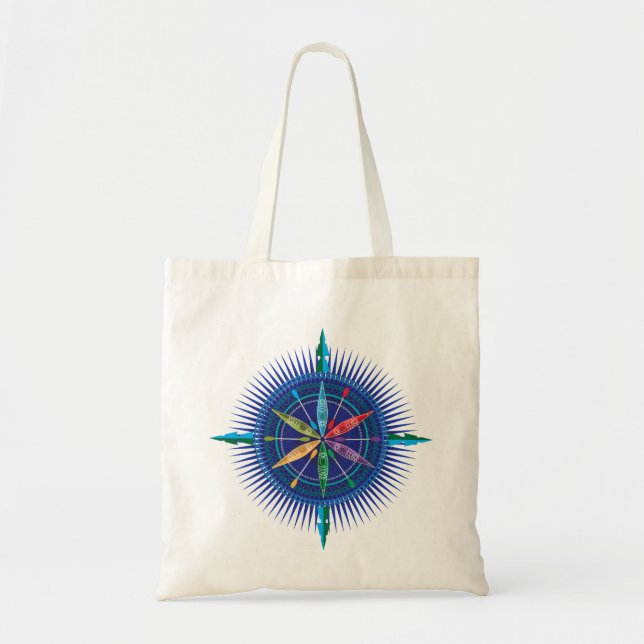 kayak compass rose tote bag (Front)