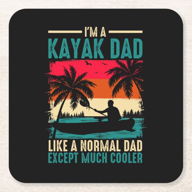 Kayak Dad Square Paper Coaster (Front)