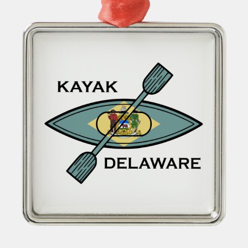 Kayak Delaware Flag Metal Ornament
