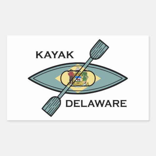 Kayak Delaware Flag Rectangular Sticker
