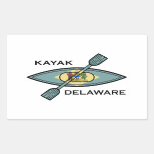 Kayak Delaware Flag Rectangular Sticker