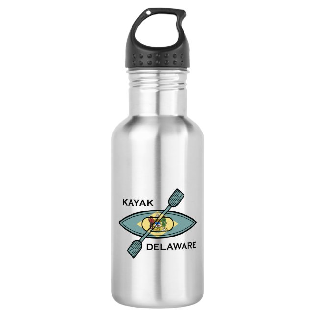 Kayak Delaware Flag Stainless Steel Water Bottle (Front)