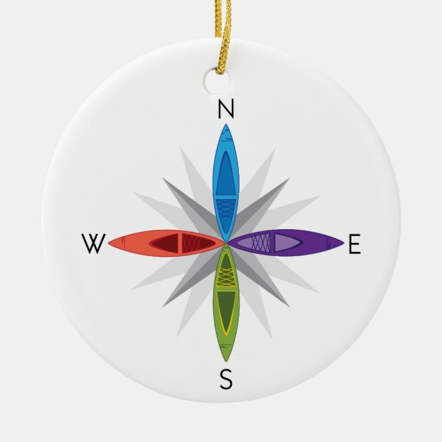 Kayak Directions Ceramic Ornament (Front)