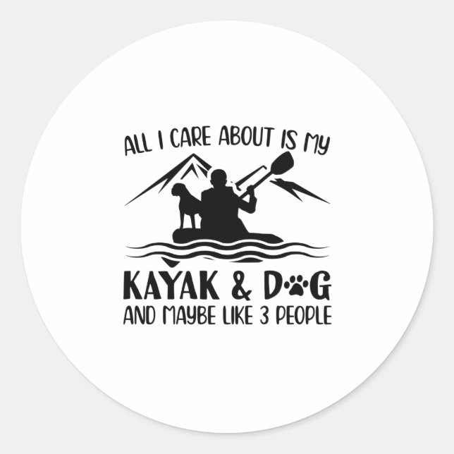 Kayak Dog | Rowing Canoe Rowing Gift Ideas Classic Round Sticker (Front)