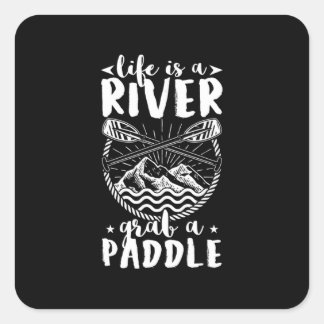 Kayak Driver Life Is A River Square Sticker