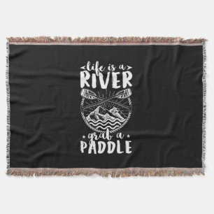 Kayak Driver Life Is A River Throw Blanket