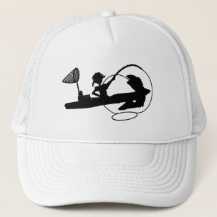 Kayak Fishing Black Silhouette Baseball Truck Hat